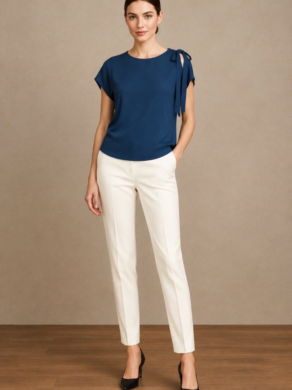 Maette Shoulder Slit Womens Top XL Elegant Polished Workwear Office Feminine